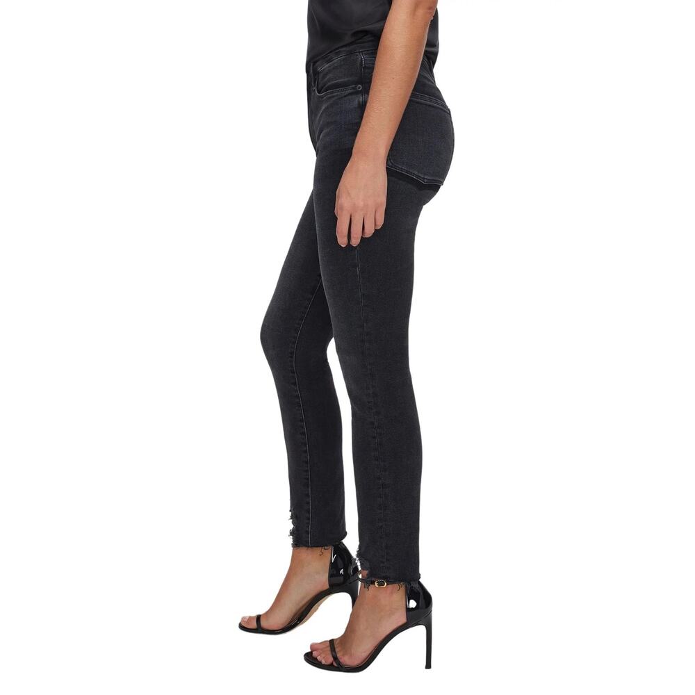 Good American Good Classic Chewed High Waist Ankle Skinny Jeans Black 10 / 30 - Picture 3 of 13